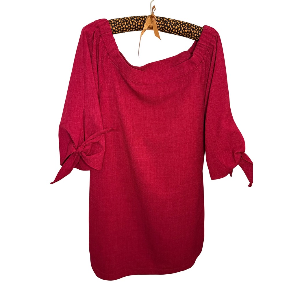 Sugar + Lips Red Off The Shoulder Tie Sleeve Mini Dress D4281DL Small